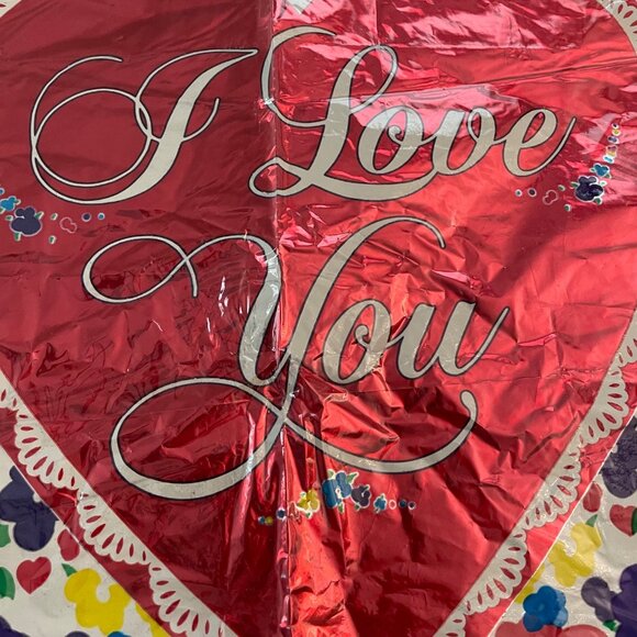 20.5inch vintage I love you mylar balloon Red Heartm1999 Fail Red Valentine - Picture 2 of 12